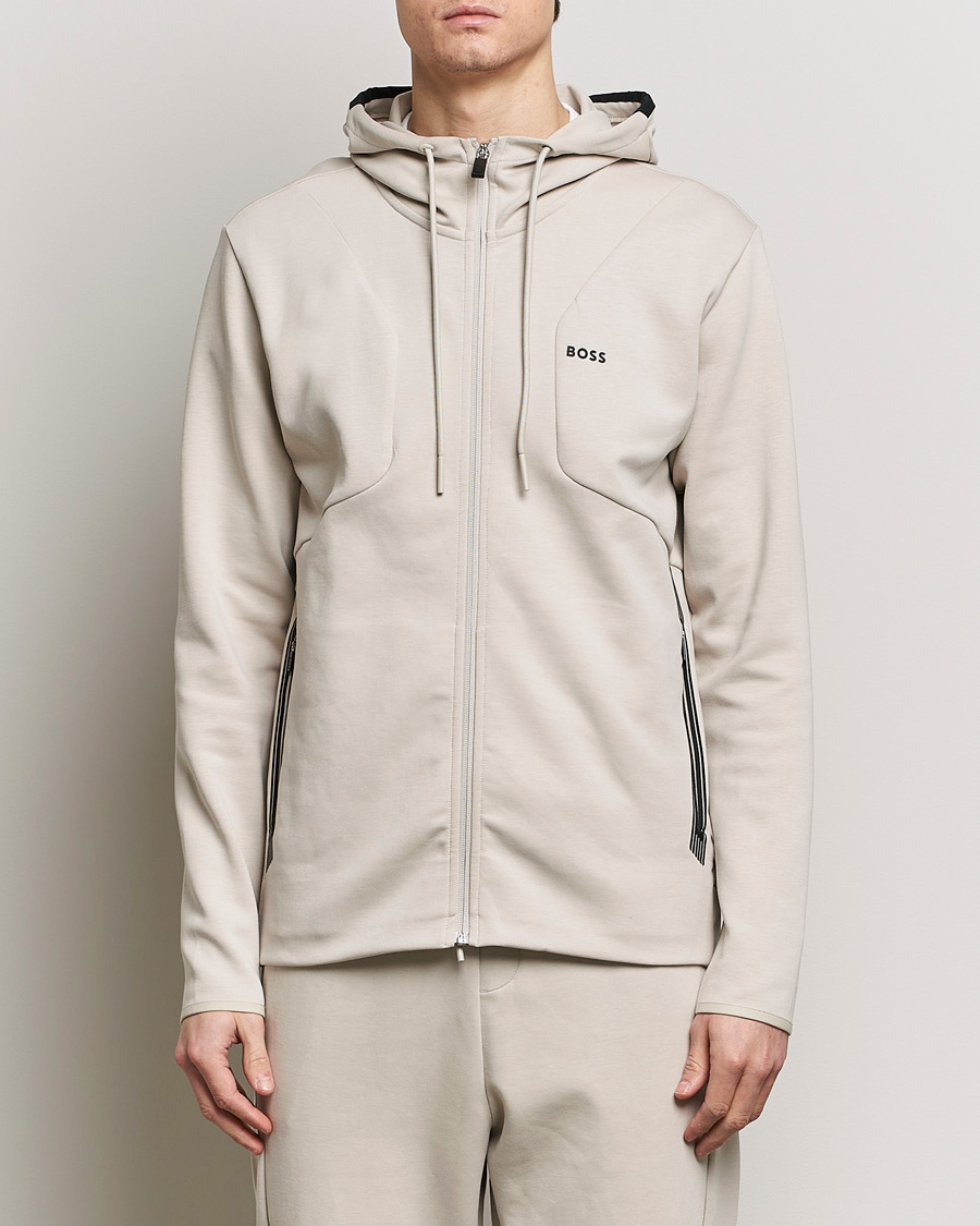 Mies | Puserot | BOSS GREEN | Saggy Full-Zip Hoodie Light Beige