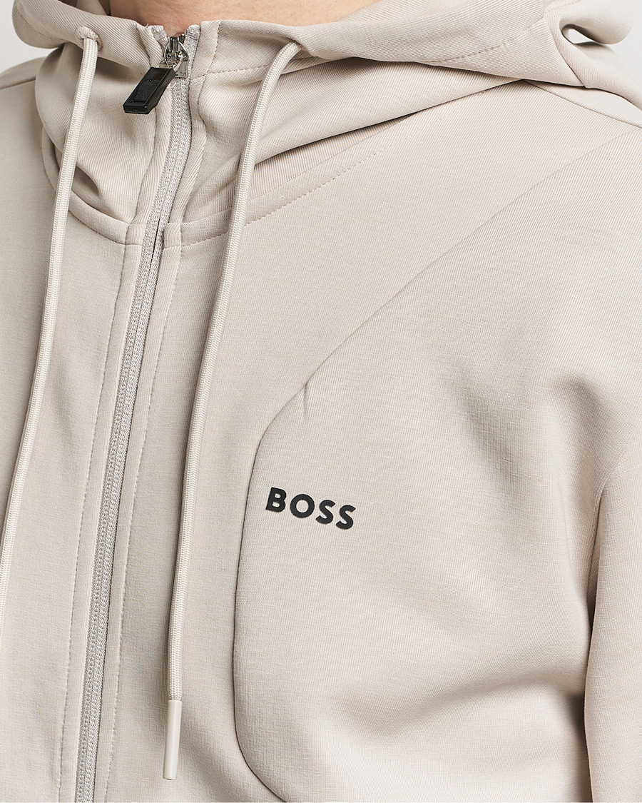Mies | Puserot | BOSS GREEN | Saggy Full-Zip Hoodie Light Beige