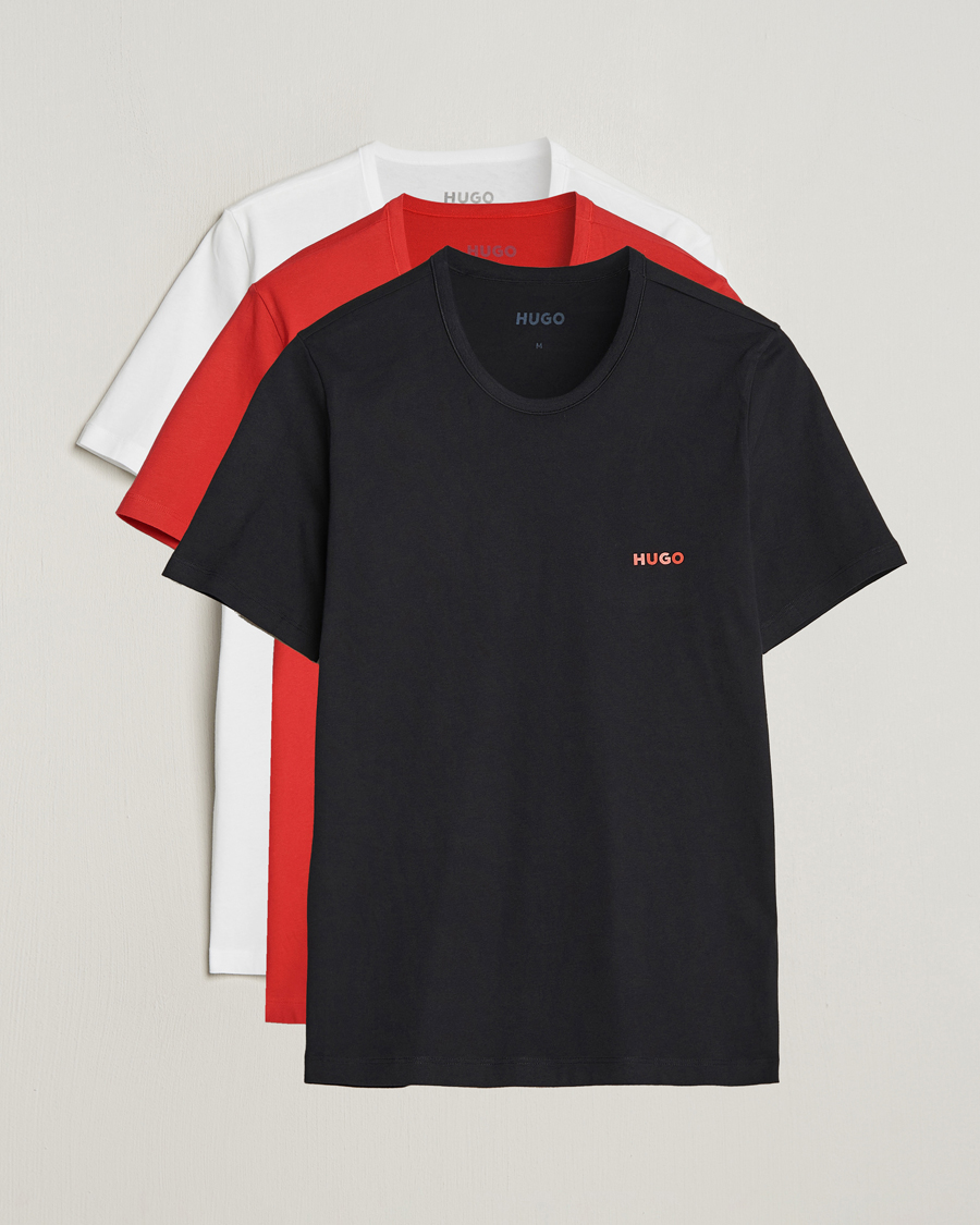 Mies | T-paidat | HUGO | 3-Pack Logo Crew Neck T-Shirt Black/Red/White