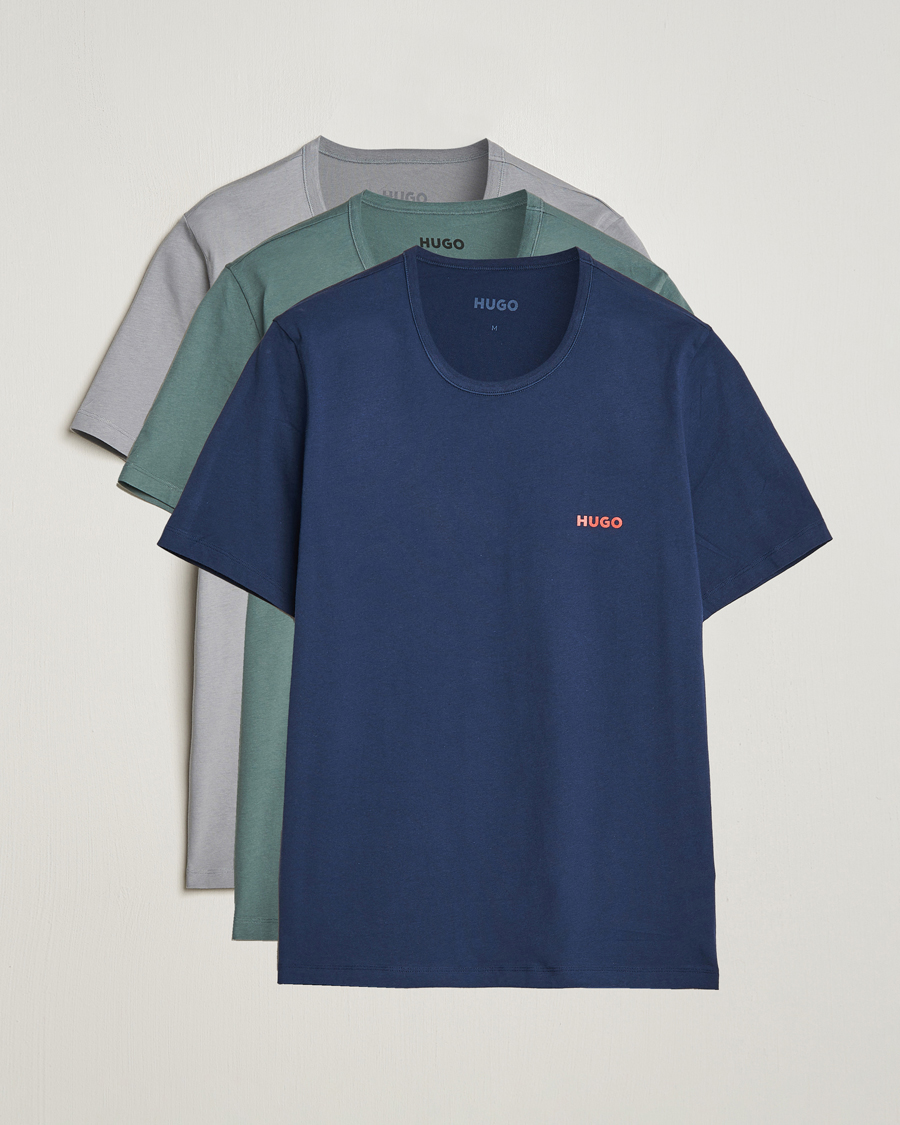 Mies | T-paidat | HUGO | 3-Pack Logo Crew Neck T-Shirt Green/Navy/Grey
