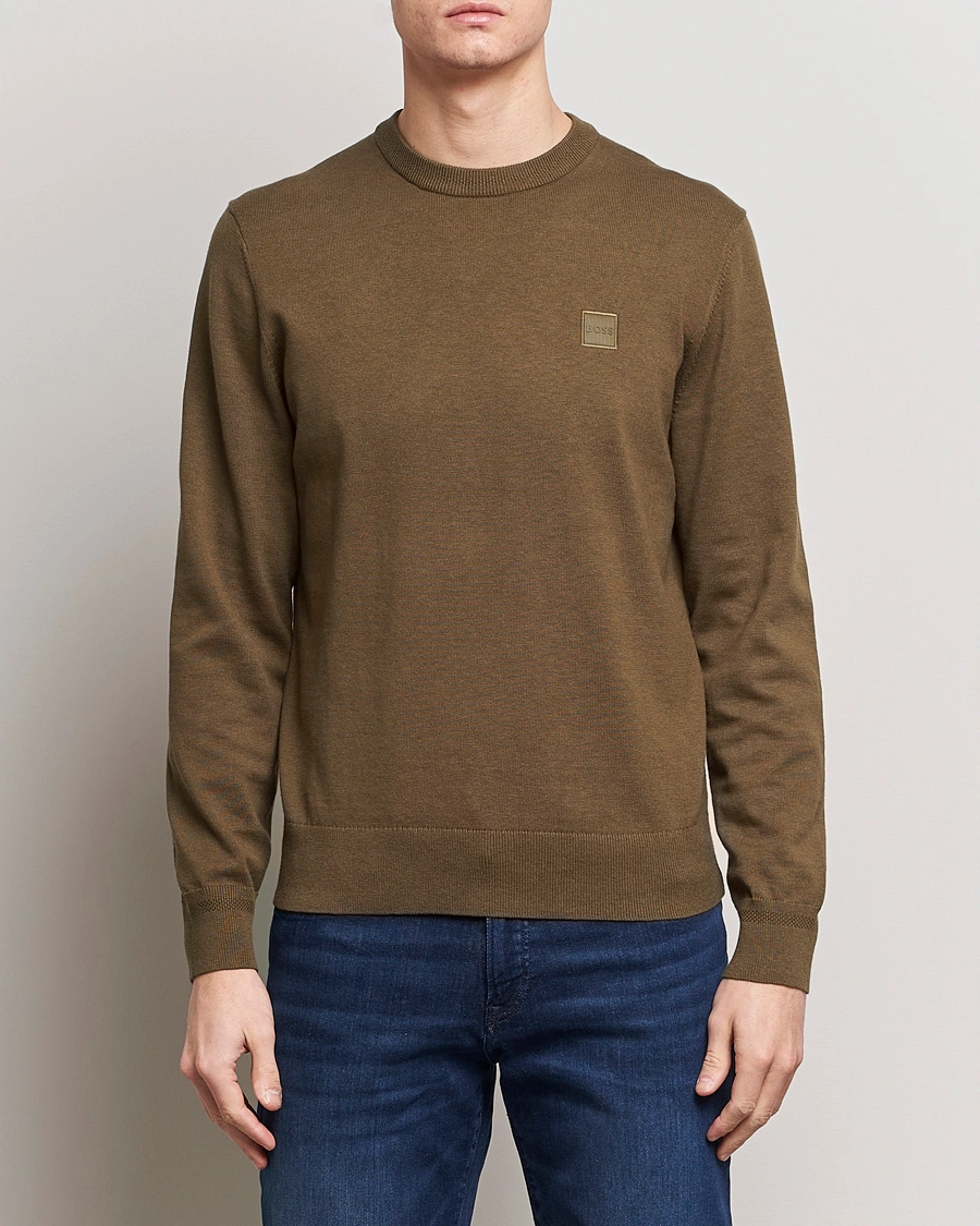 Herr | Stickade tröjor | BOSS ORANGE | Kanovano Knitted Sweater Open Green