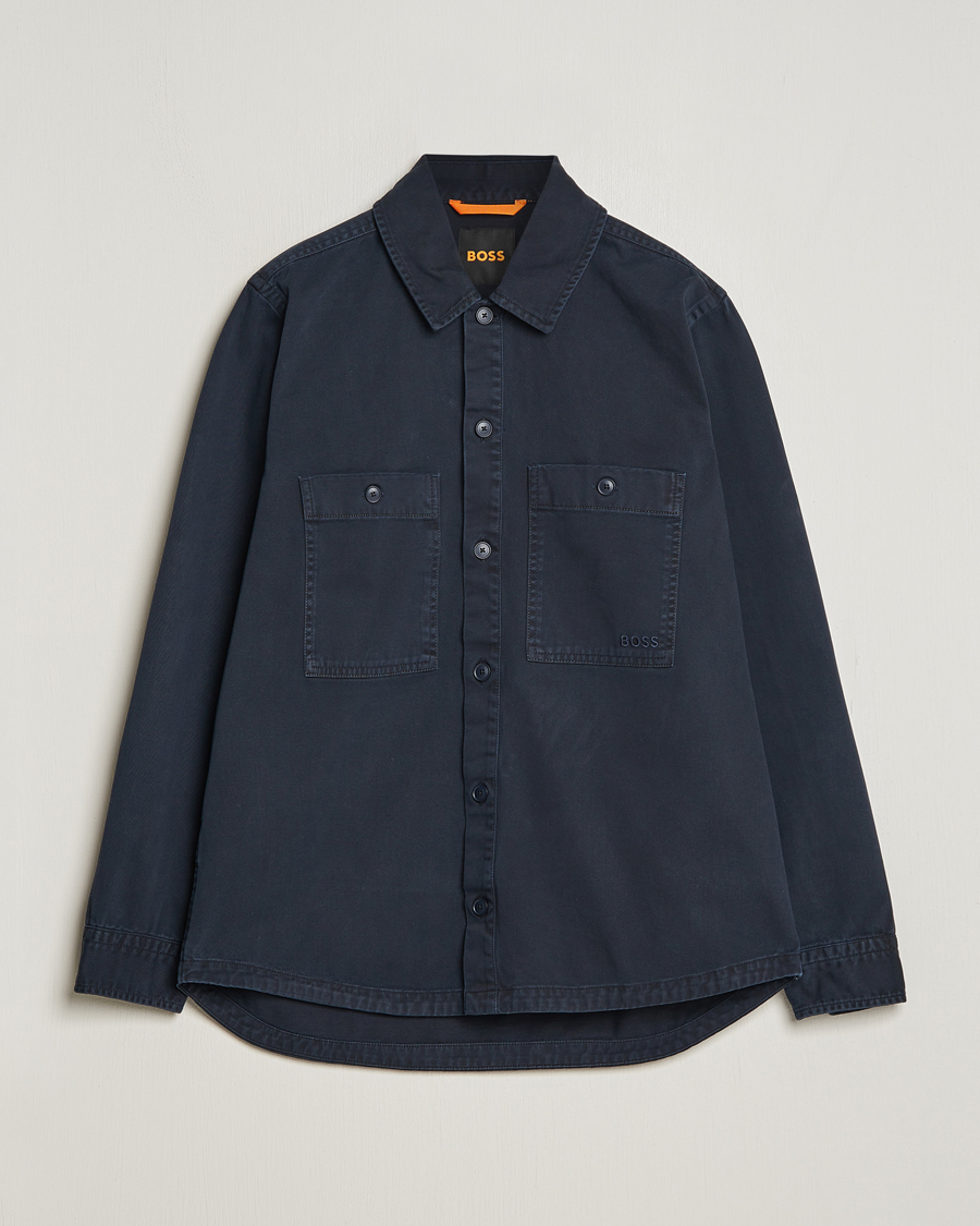 Mies | Kauluspaidat | BOSS ORANGE | Locky Cotton Overshirt Dark Blue