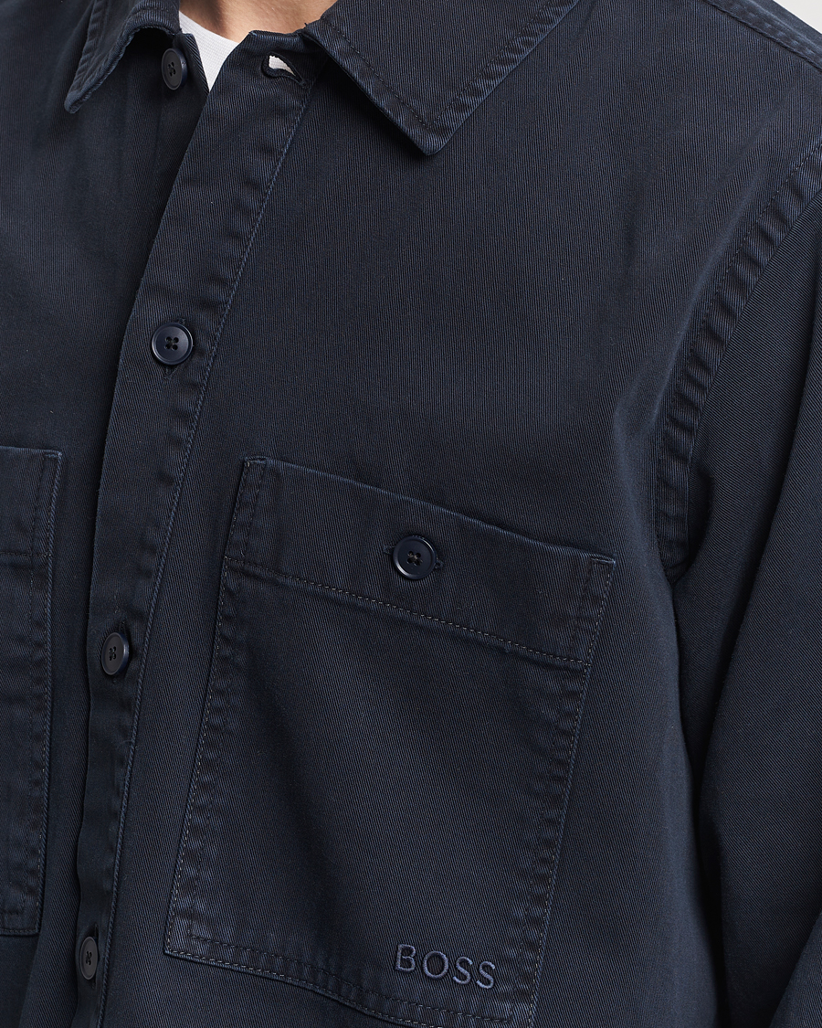 Mies | Kauluspaidat | BOSS ORANGE | Locky Cotton Overshirt Dark Blue