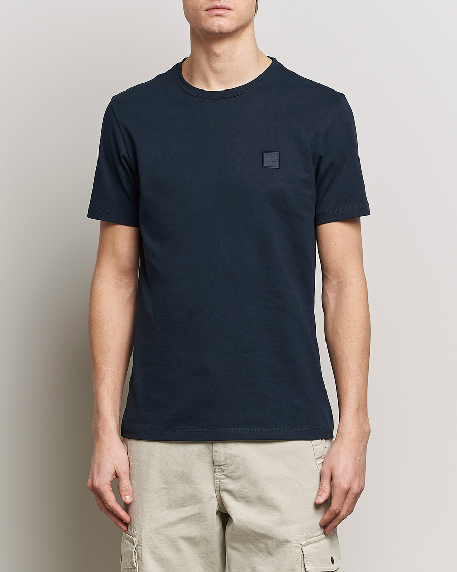 Mies | BOSS ORANGE | BOSS ORANGE | Tales Logo Crew Neck T-Shirt Dark Blue