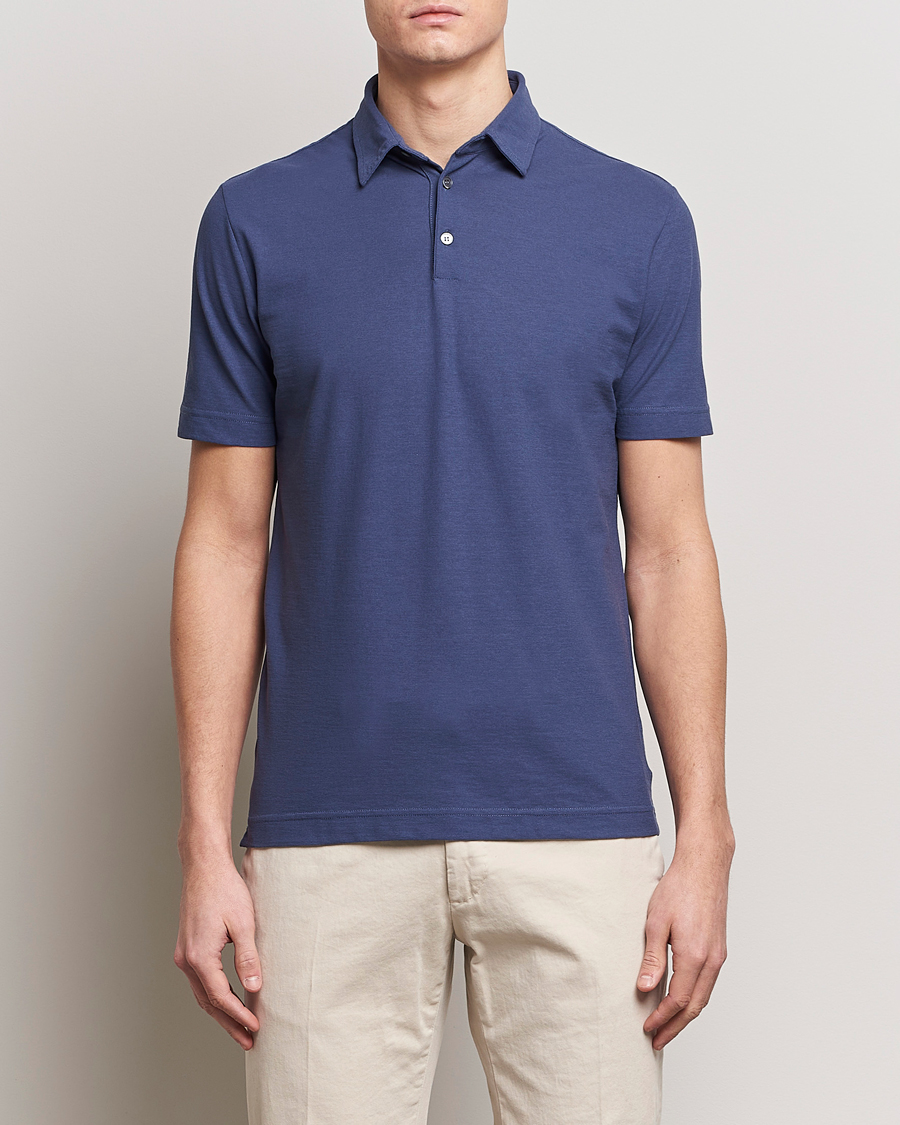 Mies | Pikeet | Zanone | Ice Cotton Polo Steel Blue