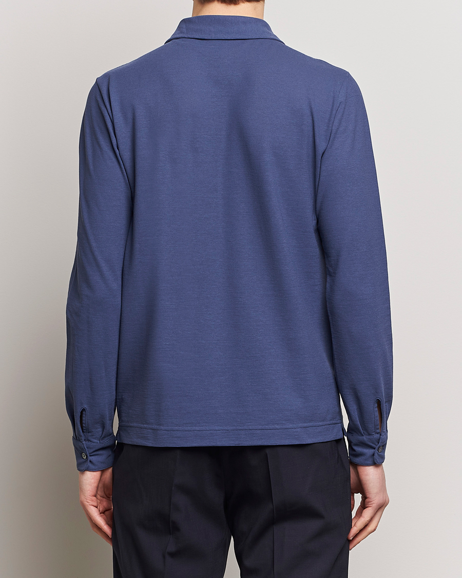 Mies | Puserot | Zanone | Ice Cotton Long Sleeve Polo Steel Blue