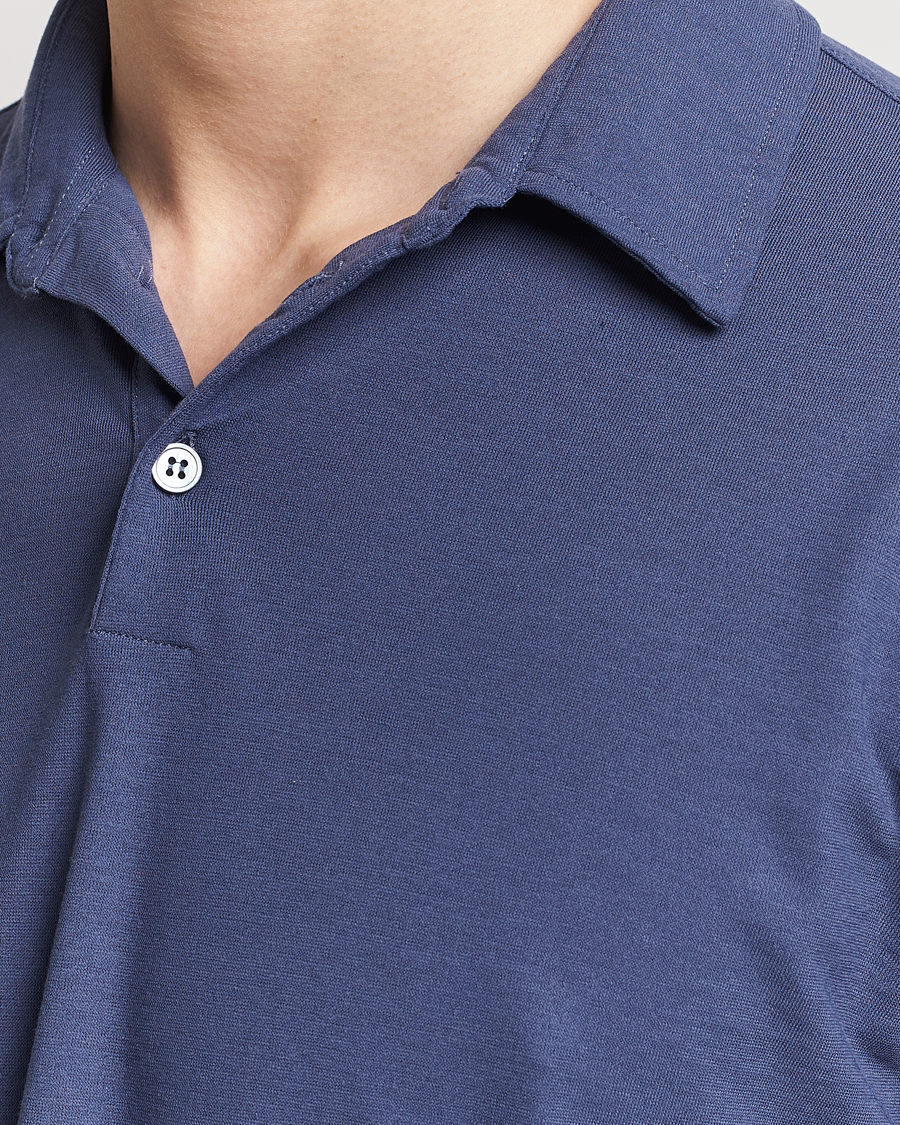 Mies | Puserot | Zanone | Ice Cotton Long Sleeve Polo Steel Blue