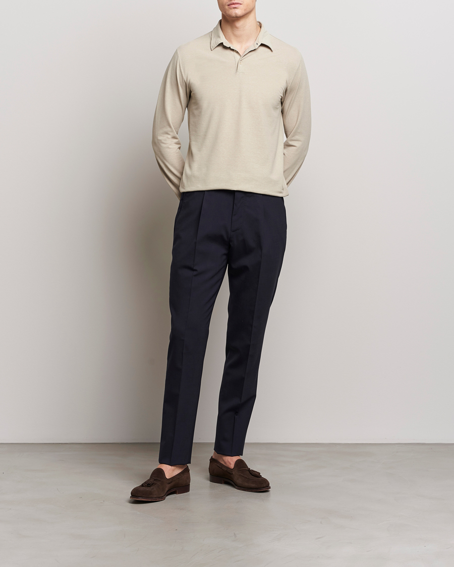 Mies | Puserot | Zanone | Ice Cotton Long Sleeve Polo Beige