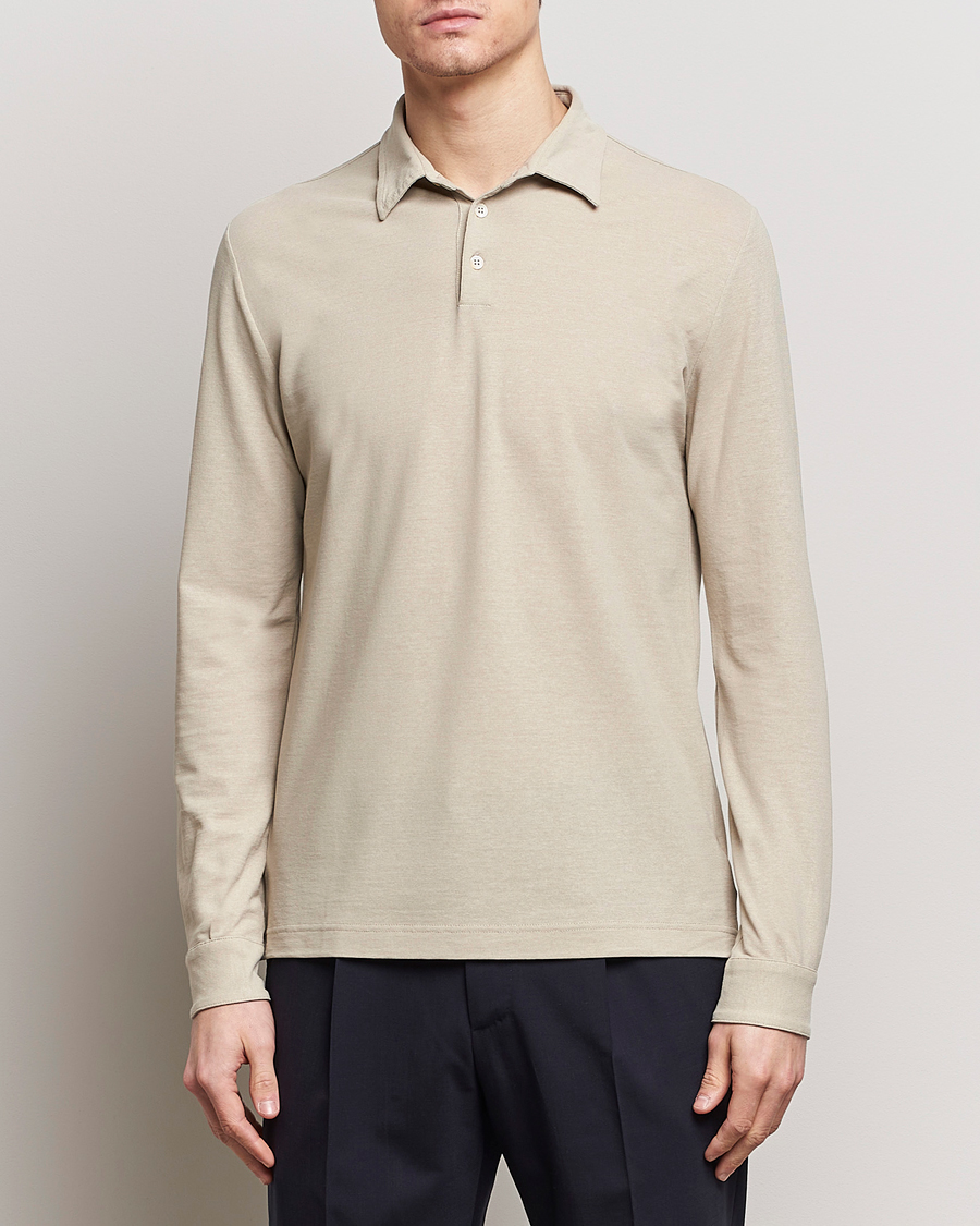 Mies | Puserot | Zanone | Ice Cotton Long Sleeve Polo Beige