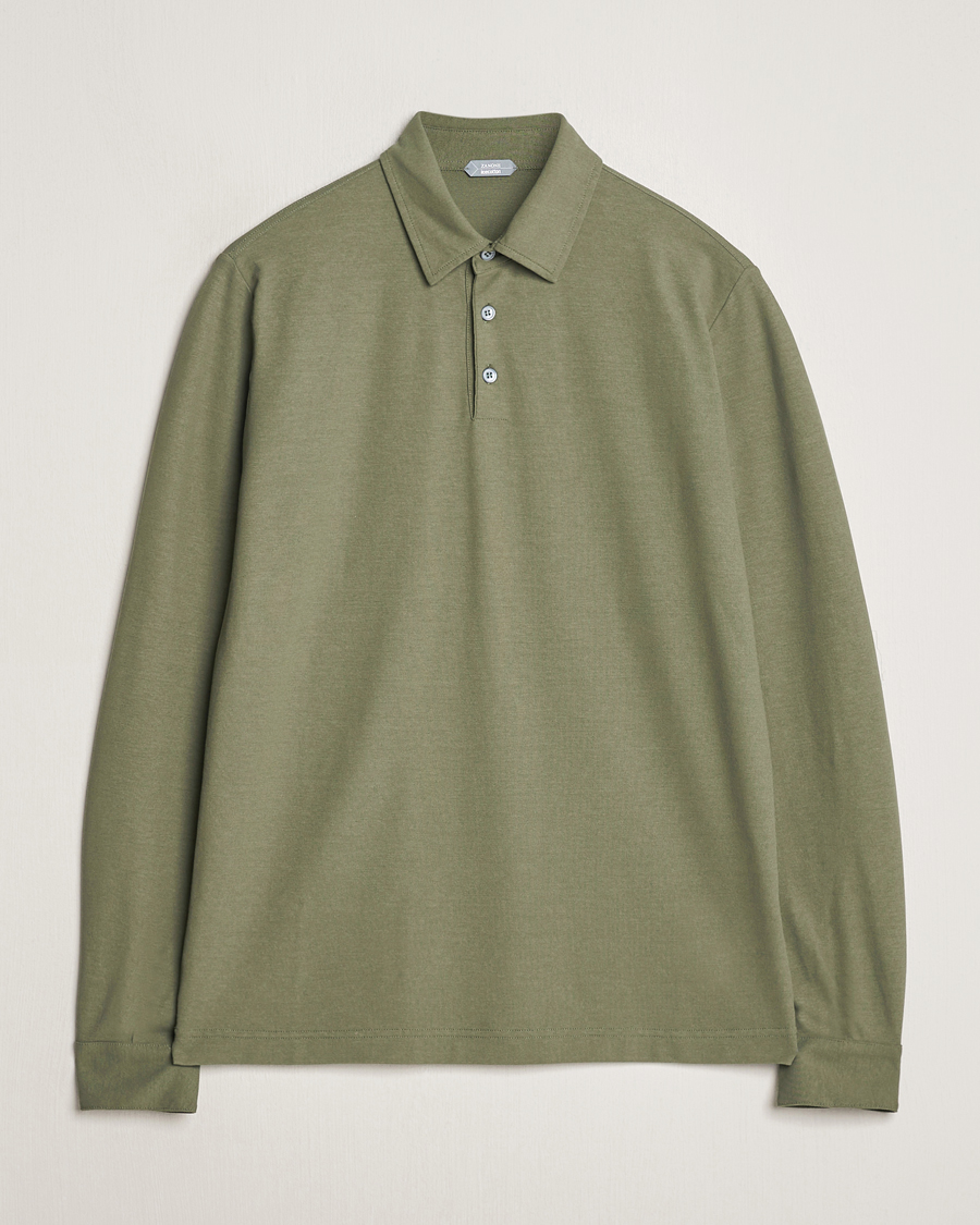 Mies | Puserot | Zanone | Ice Cotton Long Sleeve Polo Olive