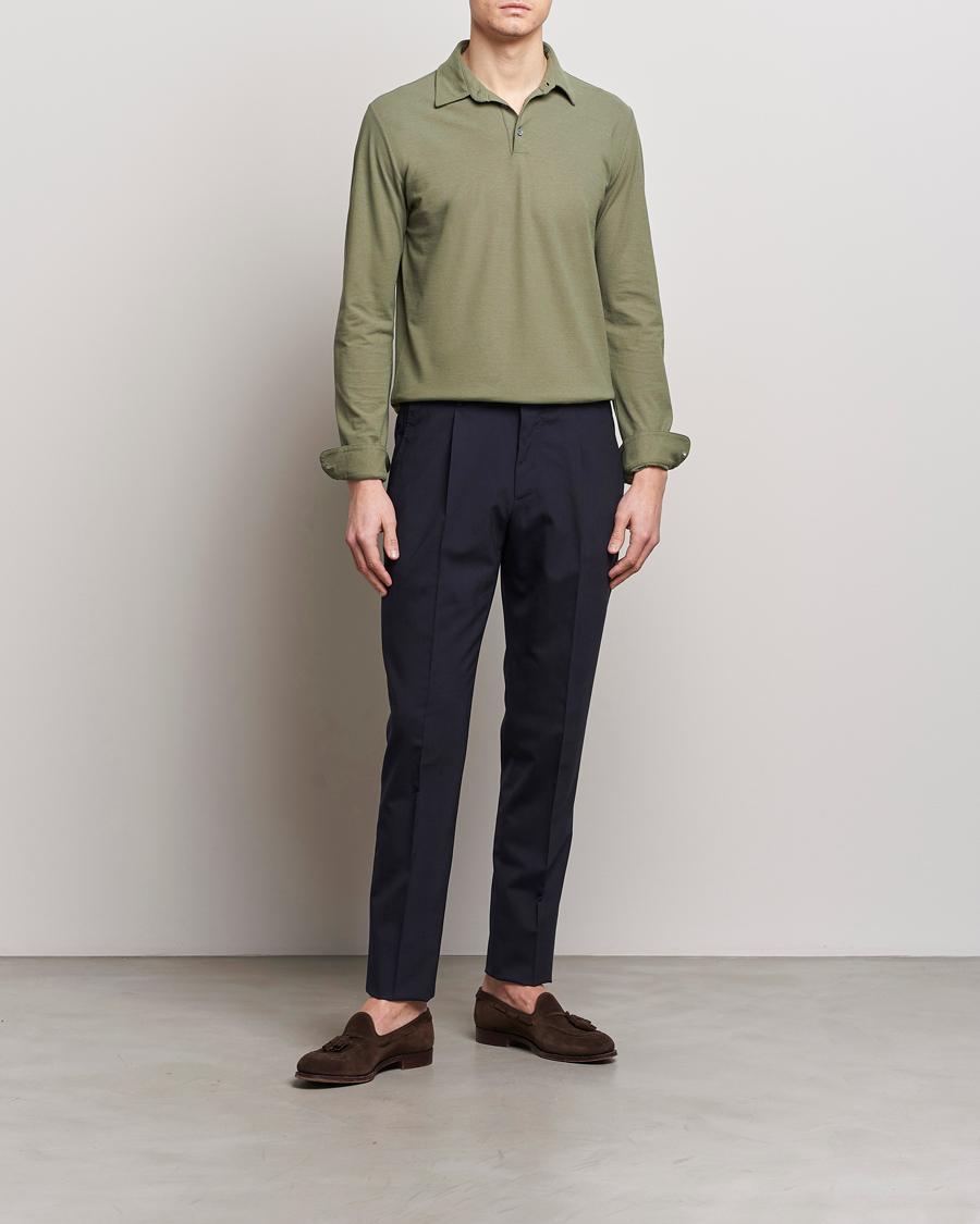 Mies | Puserot | Zanone | Ice Cotton Long Sleeve Polo Olive
