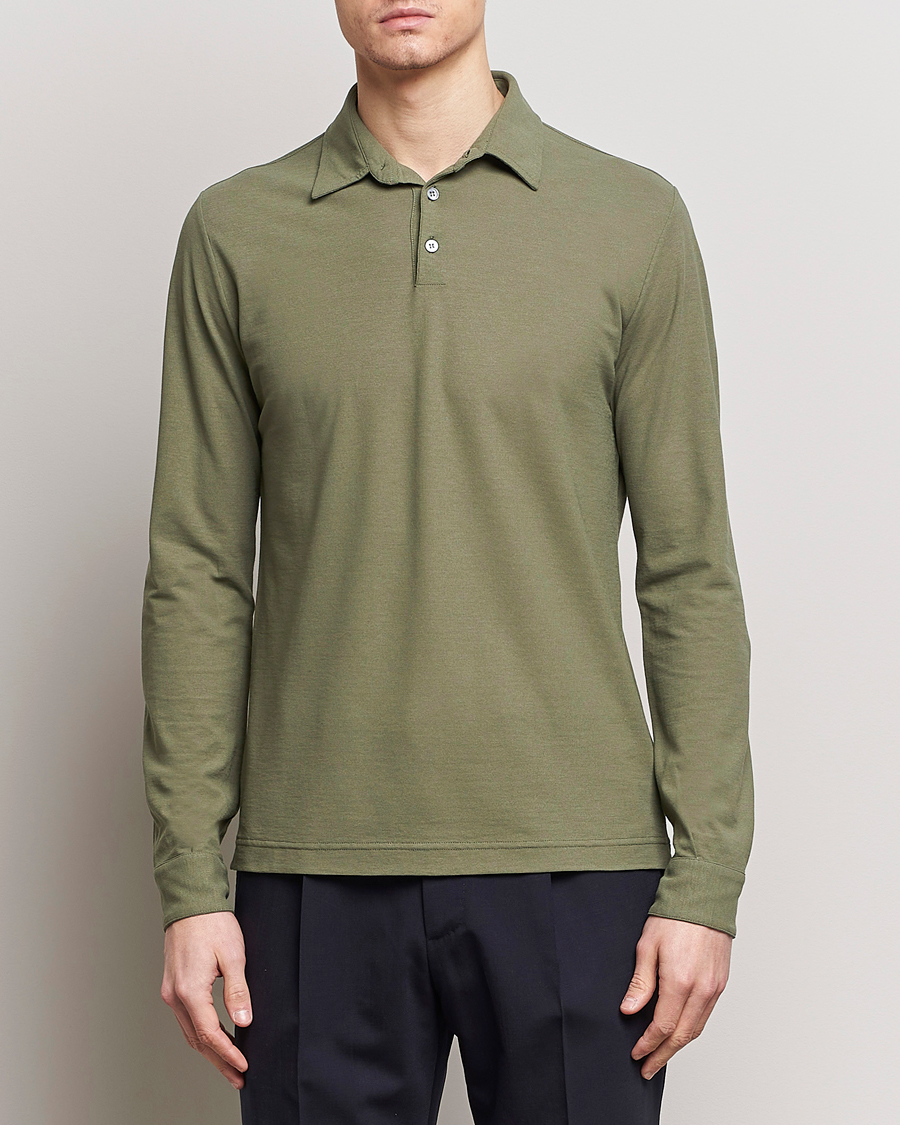 Mies | Puserot | Zanone | Ice Cotton Long Sleeve Polo Olive