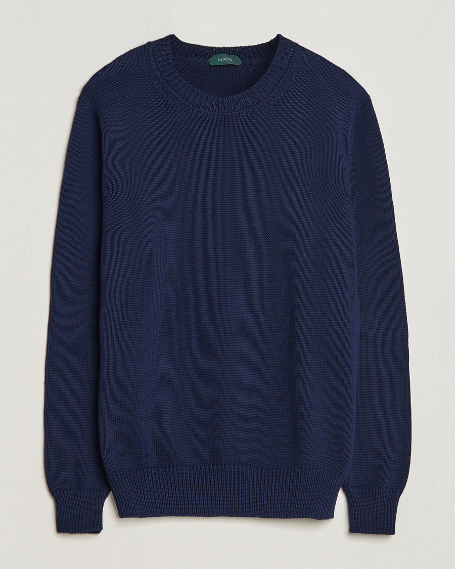 Mies | Puserot | Zanone | Soft Cotton Crewneck Sweater Navy