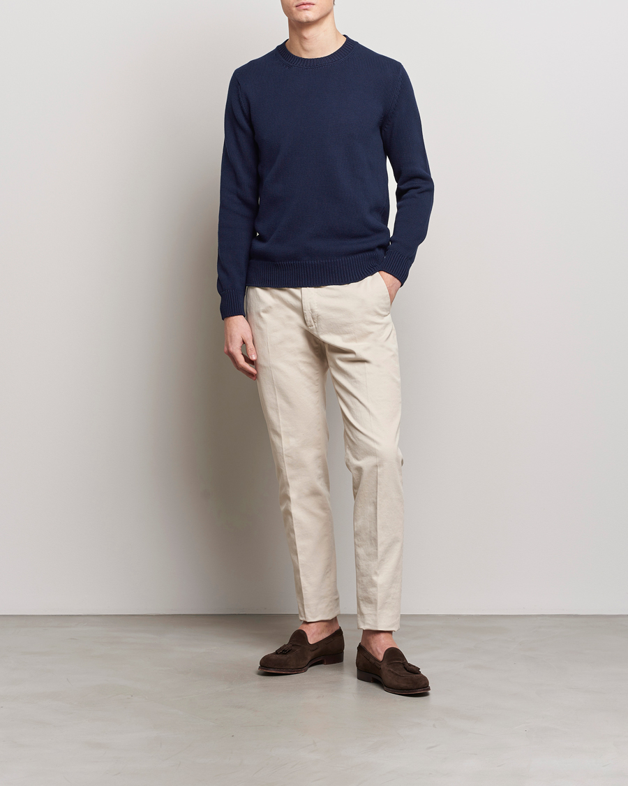 Mies | Puserot | Zanone | Soft Cotton Crewneck Sweater Navy