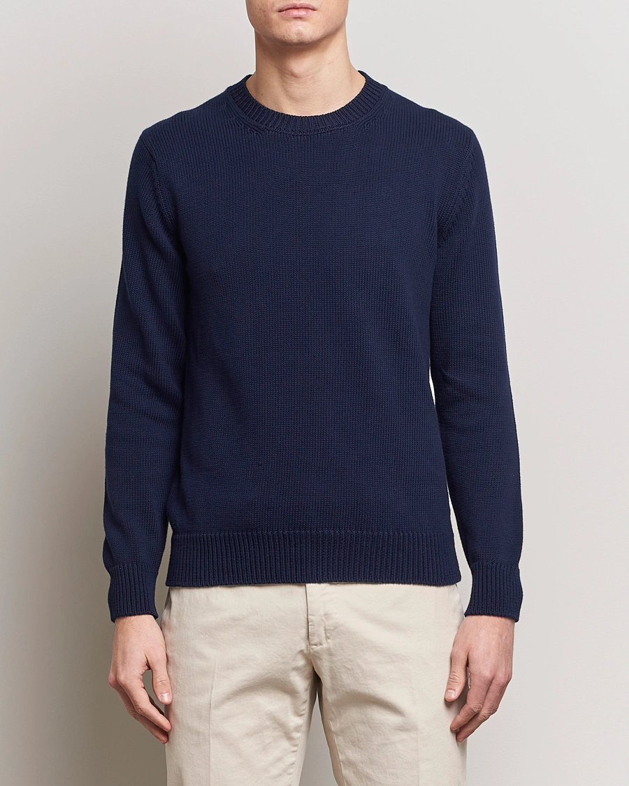Mies |  | Zanone | Soft Cotton Crewneck Sweater Navy