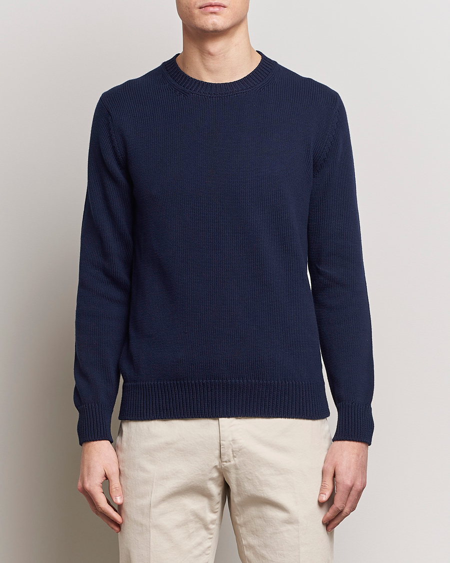 Mies | Puserot | Zanone | Soft Cotton Crewneck Sweater Navy