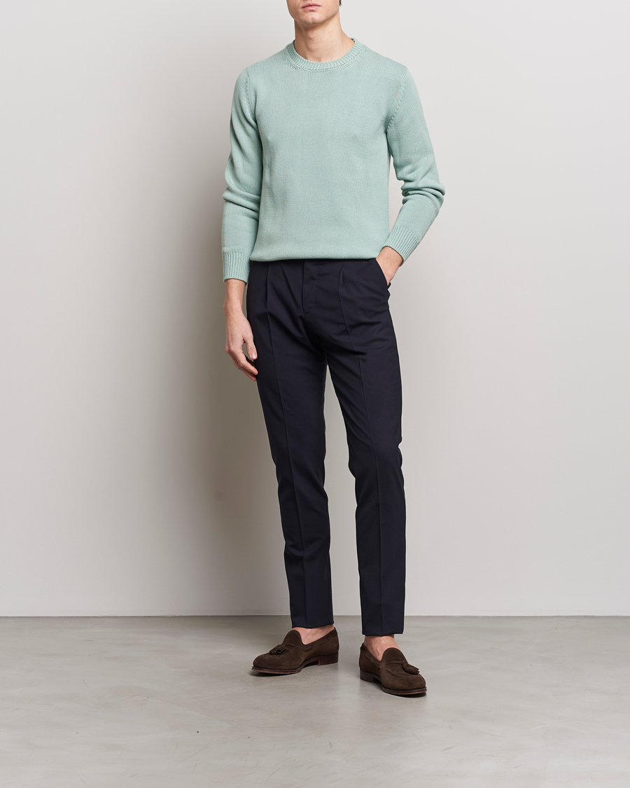 Mies | Puserot | Zanone | Soft Cotton Crewneck Sweater Mint