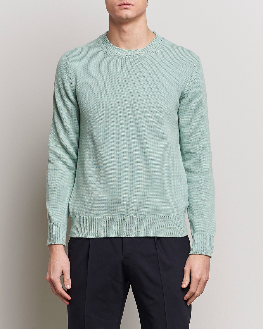 Mies | Puserot | Zanone | Soft Cotton Crewneck Sweater Mint