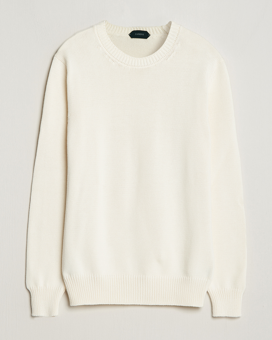Mies | Puserot | Zanone | Soft Cotton Crewneck Sweater Off White