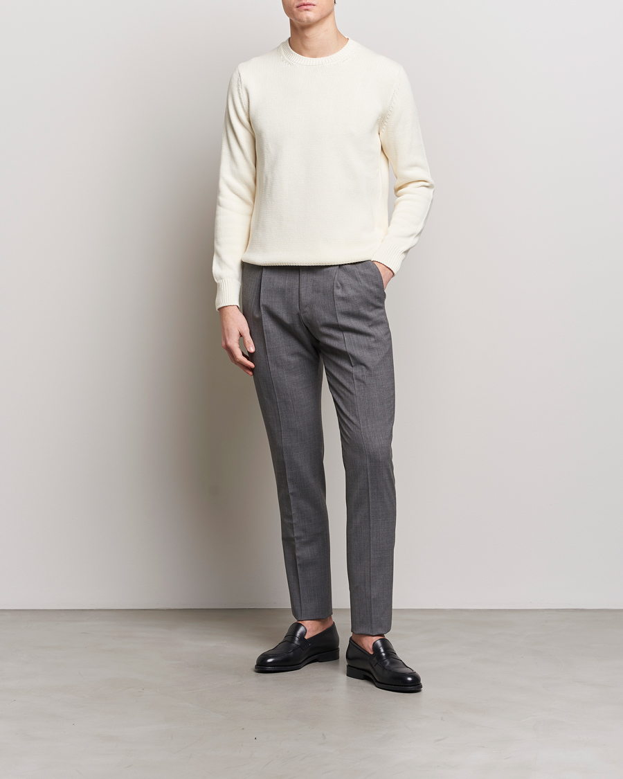 Mies | Puserot | Zanone | Soft Cotton Crewneck Sweater Off White