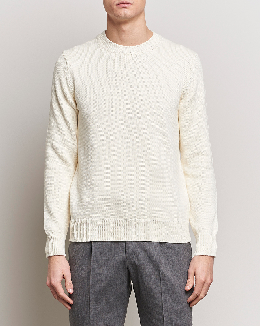Mies |  | Zanone | Soft Cotton Crewneck Sweater Off White