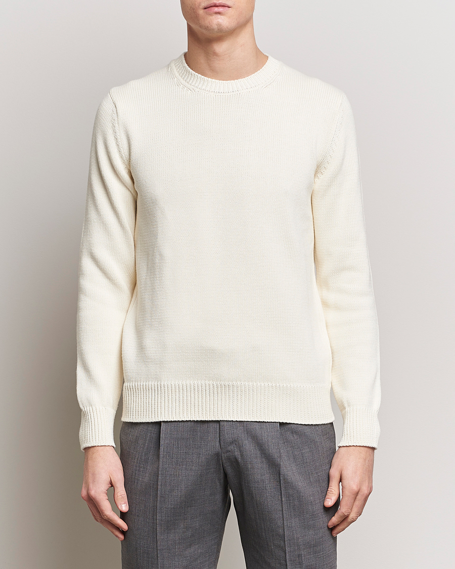 Mies | Puserot | Zanone | Soft Cotton Crewneck Sweater Off White