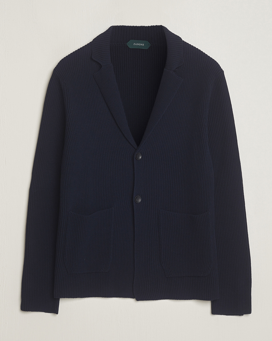 Mies | Pikkutakit | Zanone | Cotton Rib Knitted Blazer Navy