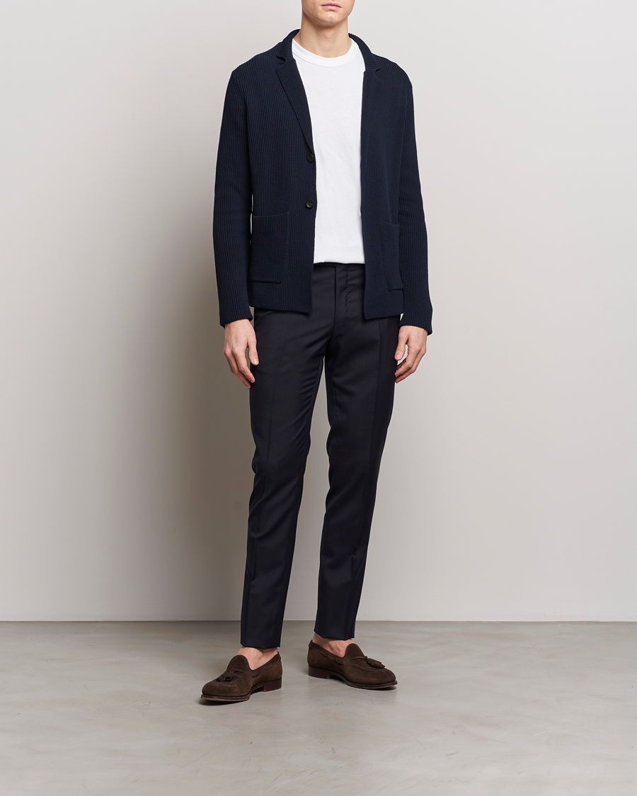 Mies | Pikkutakit | Zanone | Cotton Rib Knitted Blazer Navy