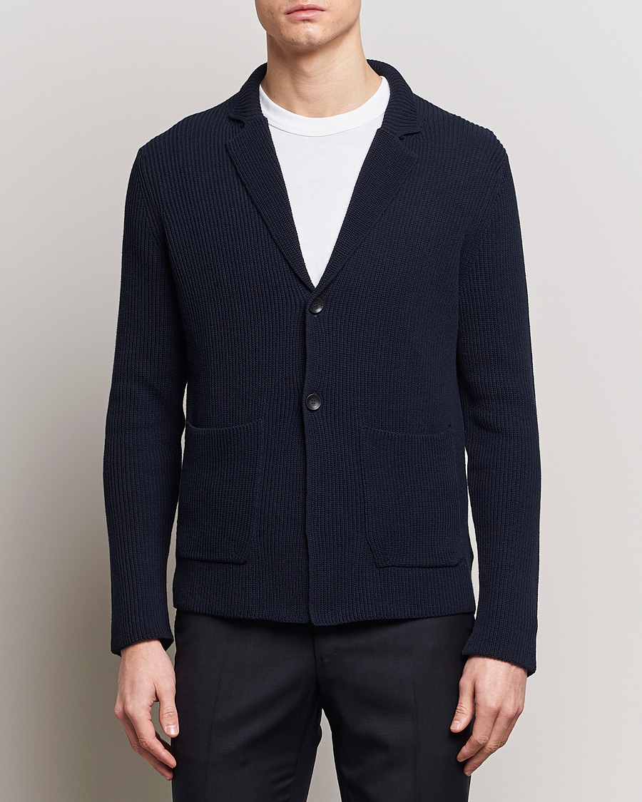 Mies | Pikkutakit | Zanone | Cotton Rib Knitted Blazer Navy