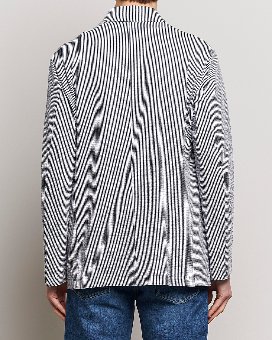 Mies | Pikkutakit | Harris Wharf London | Coolmax Striped Seersucker Drop Shoulder Blazer Blue/Cream