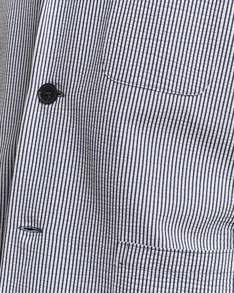 Mies | Pikkutakit | Harris Wharf London | Coolmax Striped Seersucker Drop Shoulder Blazer Blue/Cream