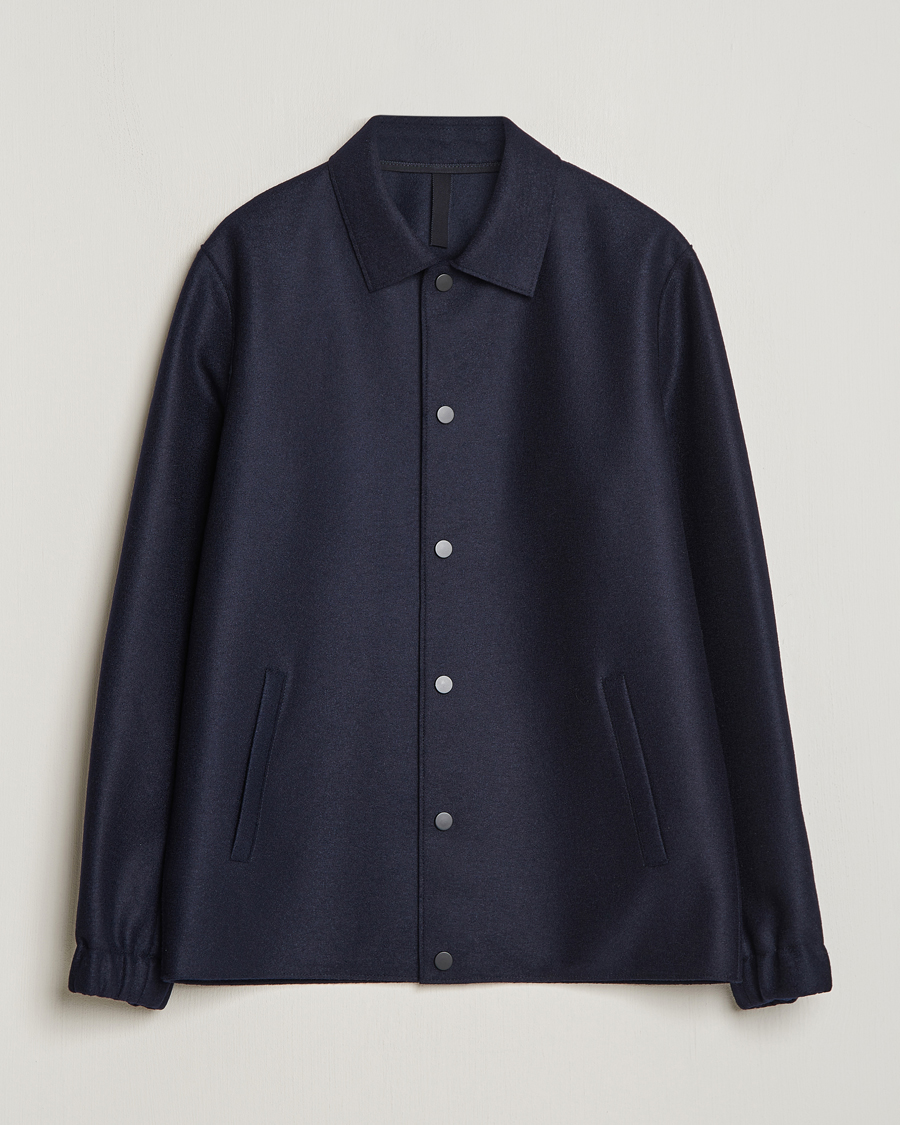 Mies | Takit | Harris Wharf London | Light Pressed Wool Coach Jacket Navy