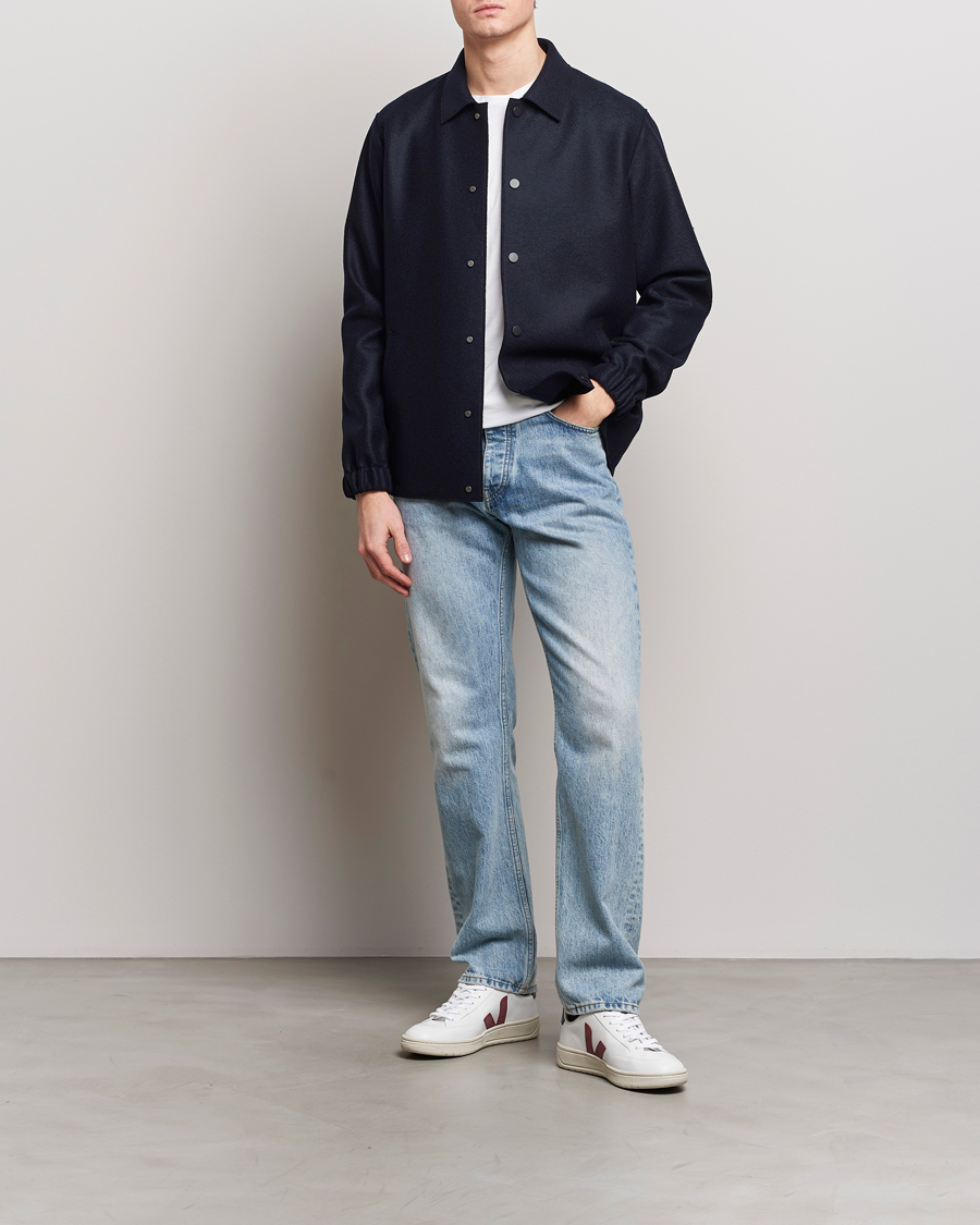 Mies | Takit | Harris Wharf London | Light Pressed Wool Coach Jacket Navy