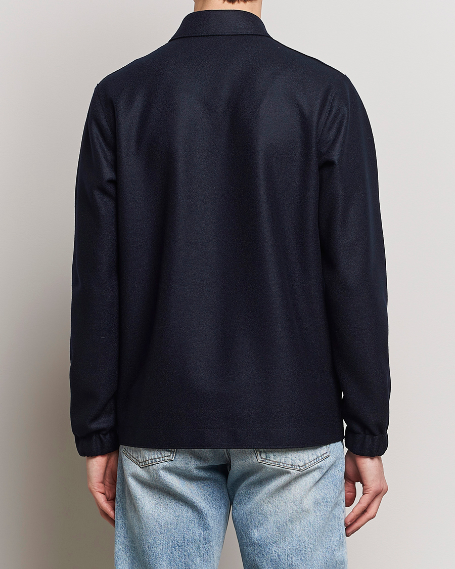 Mies | Takit | Harris Wharf London | Light Pressed Wool Coach Jacket Navy