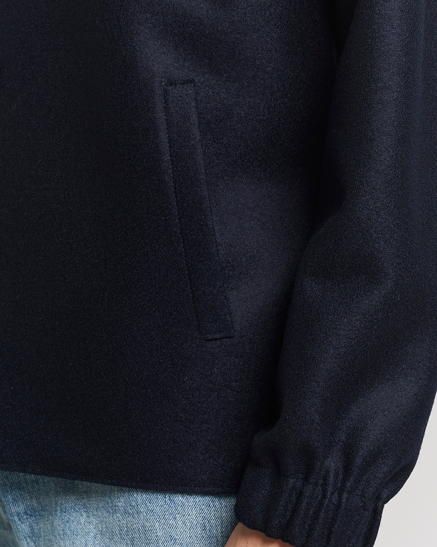 Mies | Takit | Harris Wharf London | Light Pressed Wool Coach Jacket Navy
