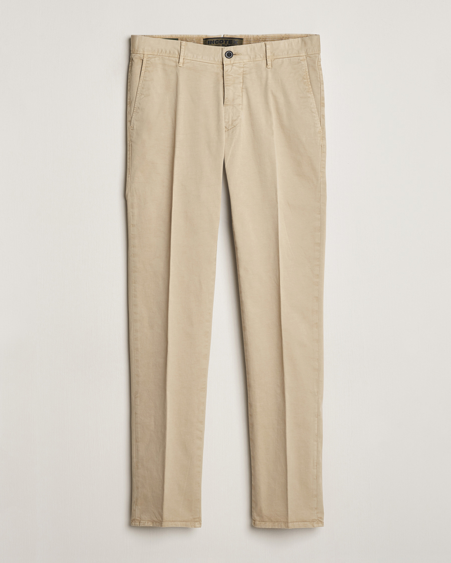 Mies | Housut | Incotex | Slim Fit Garment Dyed Slacks Light Beige