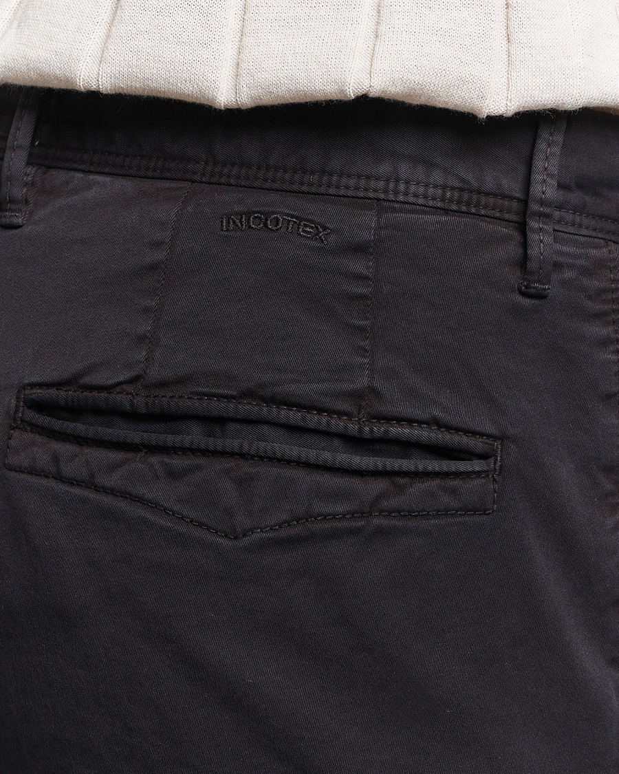 Mies | Housut | Incotex | Slim Fit Garment Dyed Slacks Black