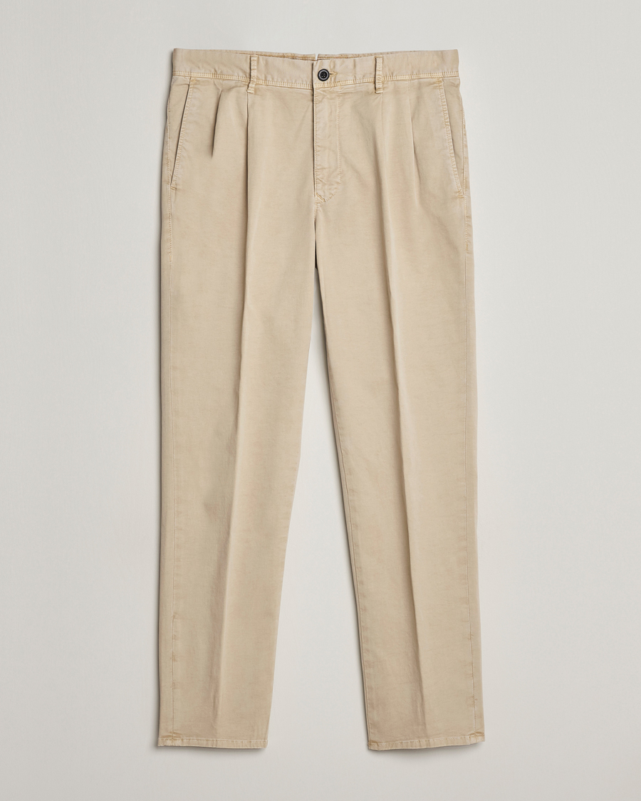 Mies | Housut | Incotex | Tapered Fit Pleated Slacks Light Beige