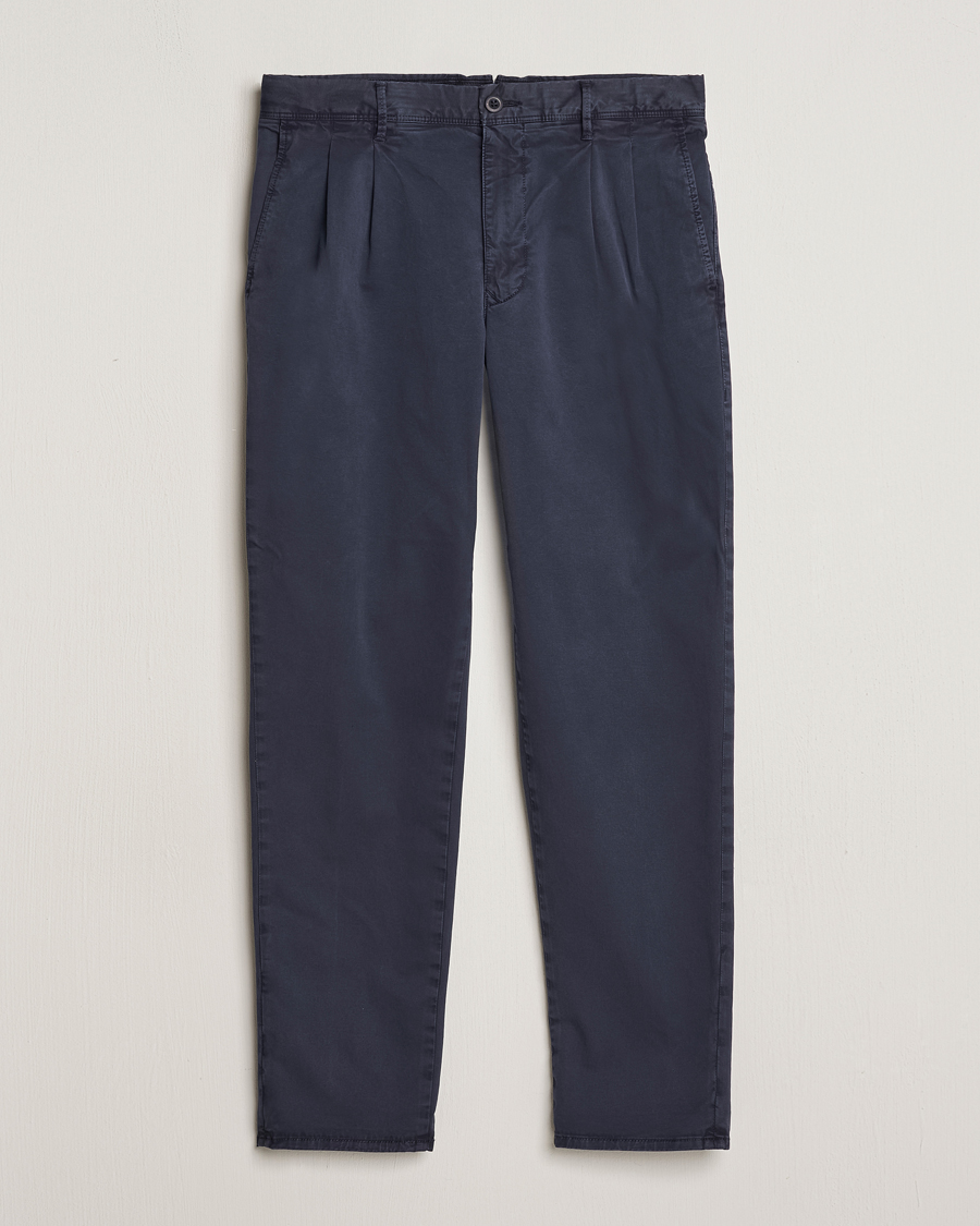 Mies | Housut | Incotex | Tapered Fit Pleated Slacks Navy