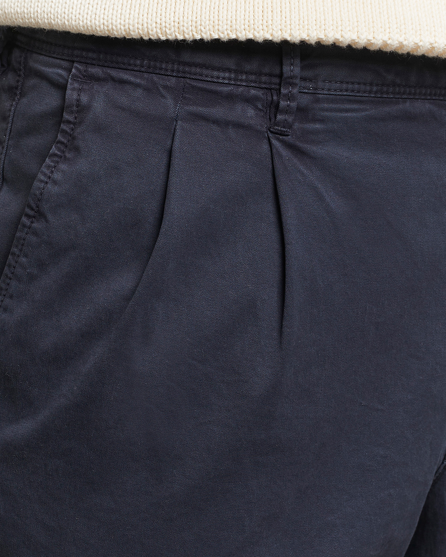 Mies | Housut | Incotex | Tapered Fit Pleated Slacks Navy