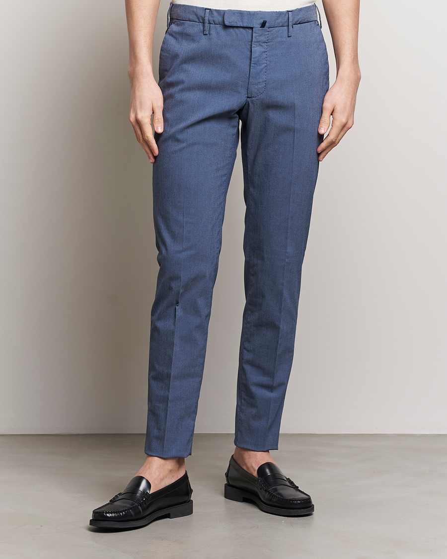 Mies | Chinot | Incotex | Slim Fit Washed Cotton Comfort Trousers Dark Blue