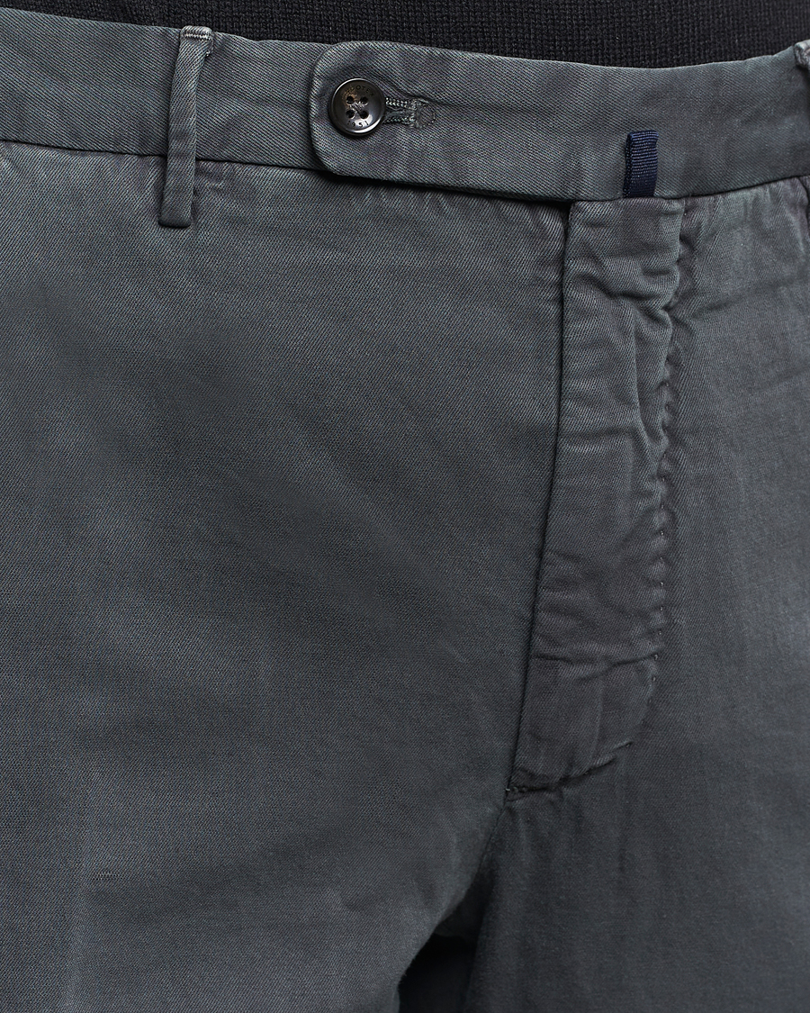 Mies | Housut | Incotex | Regular Fit Comfort Cotton/Linen Trousers Dark Grey