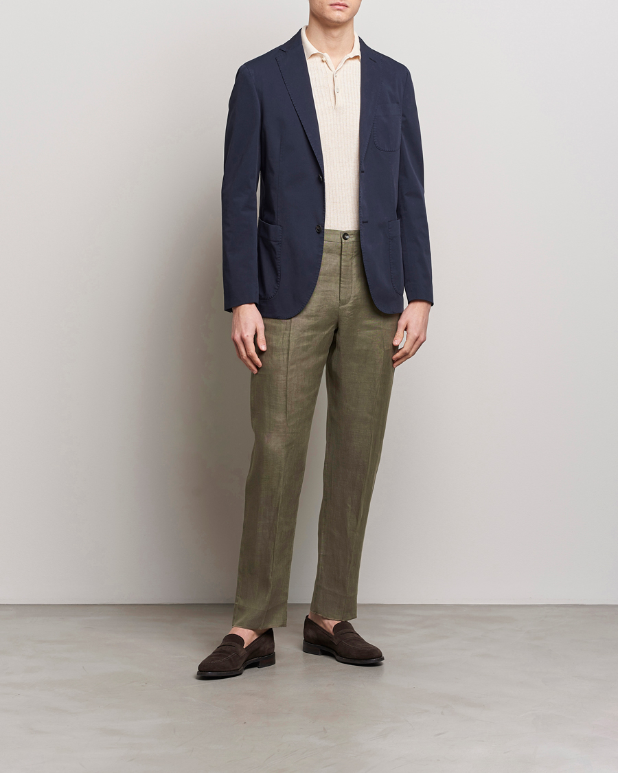Mies | Housut | Incotex | Straight Fit Pure Linen Trousers Military