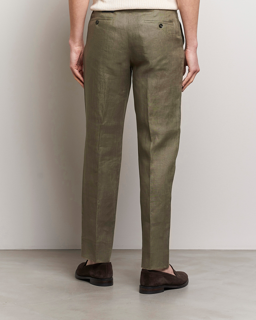 Mies | Housut | Incotex | Straight Fit Pure Linen Trousers Military