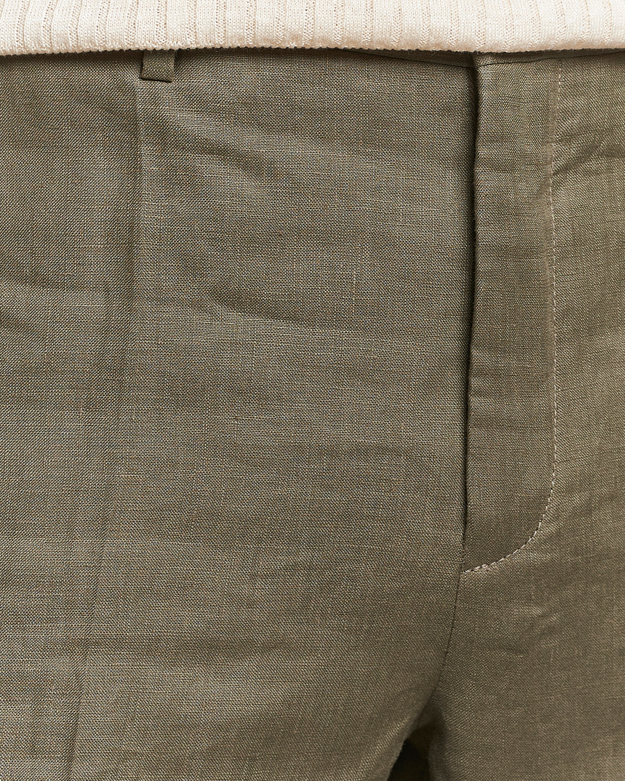 Mies | Housut | Incotex | Straight Fit Pure Linen Trousers Military