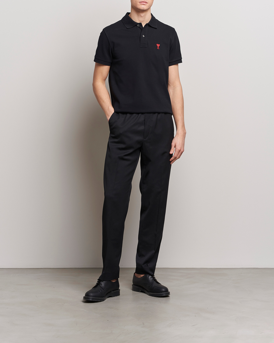 Mies | Pikeet | AMI | Heart Logo Piquet Polo Black