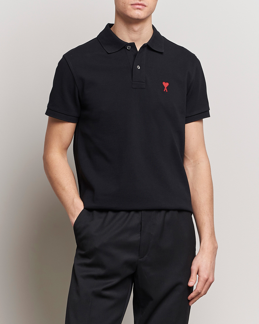 Mies | Pikeet | AMI | Heart Logo Piquet Polo Black