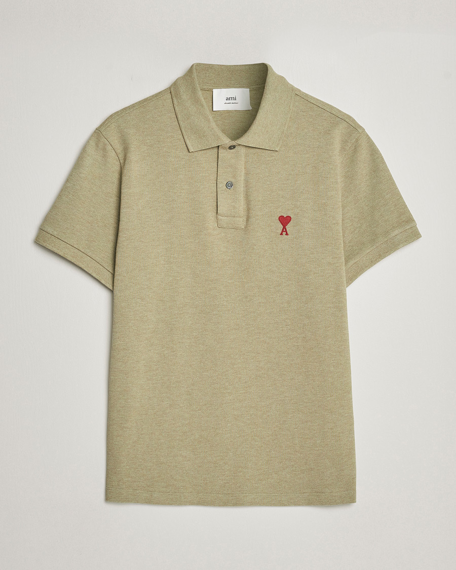 Mies | Pikeet | AMI | Heart Logo Piquet Polo Heather Sage
