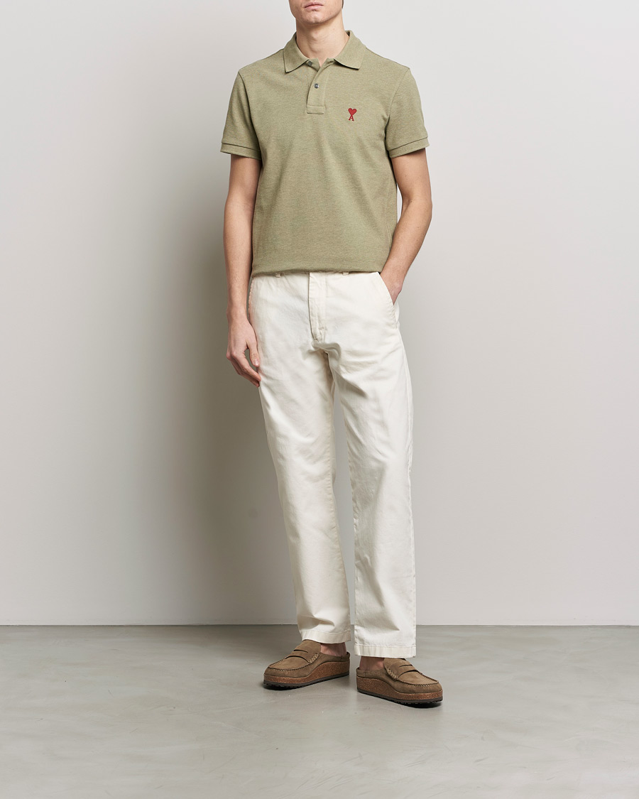 Mies | Pikeet | AMI | Heart Logo Piquet Polo Heather Sage