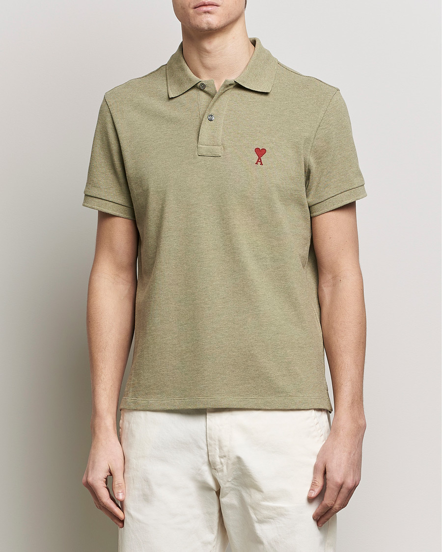 Mies | Pikeet | AMI | Heart Logo Piquet Polo Heather Sage